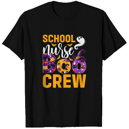 nurses Job School nurses Boo Crew Halloween Pumpkin Hat Black Cat T-Shirts