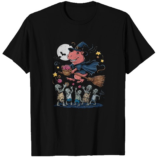 capybaras Pet Zombie Brain Chase capybaras Witch Halloween 3 T-Shirts