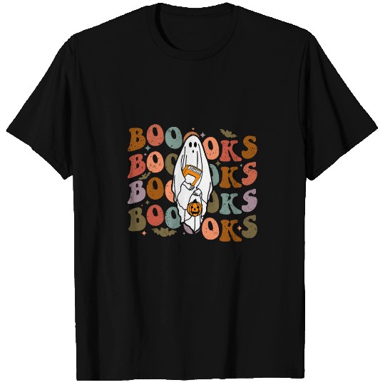 Book Fun Booooks Groovy Cute ghosts Book Retro Reading Halloween 1 6 T-Shirts