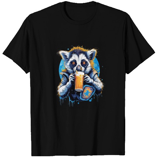 Beer Fun Lemur Drinking Beer Funny Beer Drinker Drunk Monkey Primate T-Shirts