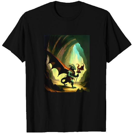 Dragon wizard exploring fantasy art dragons graphic T-Shirts