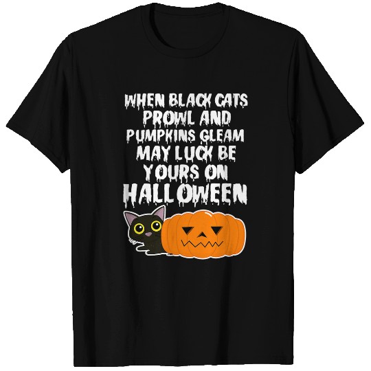 Owl Pet Halloween Cat Pumpkin Funny When Black Cats Prowl T-Shirts