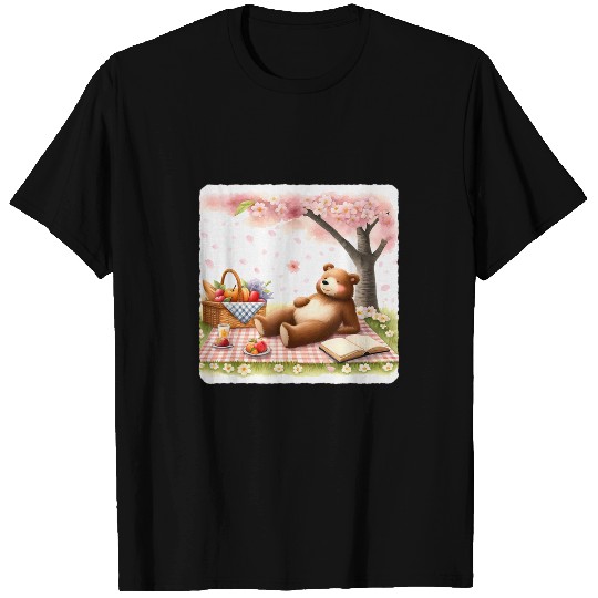 Bear Pet Bear Having Spring Picnic Under Tree Blanket Fruits T-Shirts