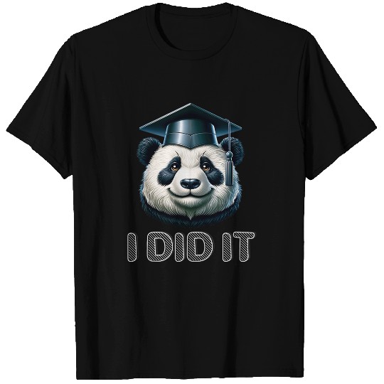 Panda Pet I Did It Panda wear Graduation Cap Diploma Graduated T-Shirts