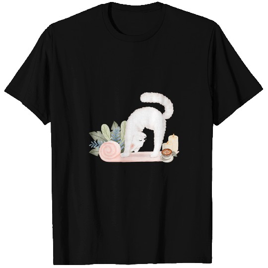 Coffee Fun Cats and Yoga Mats Cat Lover Mom Gift Yoga Workout T-Shirts