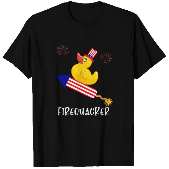 Duck Pet Fourth of July Firequacker Rubber Duckie Duck USA Patriotic T-Shirts