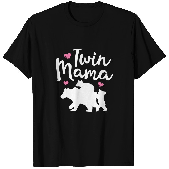 Bear Pet Twin Mama Mothers Day Mom Mommy Mother Of Twins Funny Bear T-Shirts