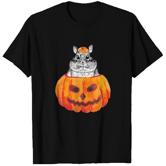 Squirrel Pet Chipmunk Halloween Pumpkin Striped Squirrel Animal Lover T-Shirts