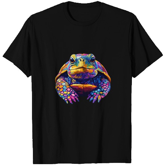 Turtle Pet Colorful Box Turtle Pond Animal Lover Men Women Black T-Shirts