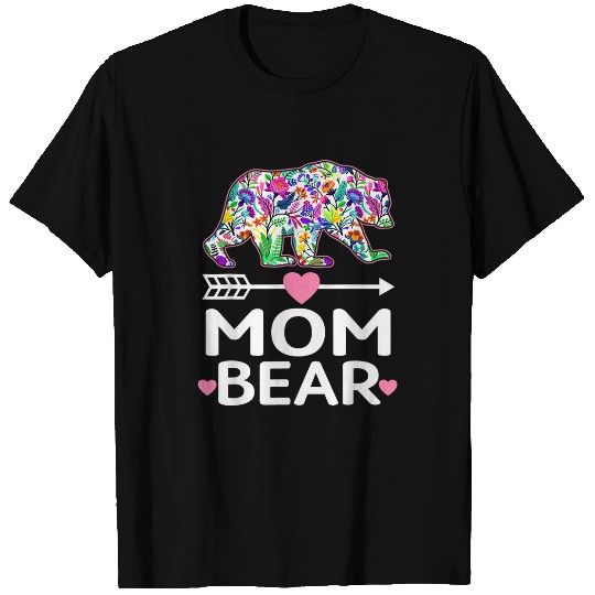 Bear Pet Funny Mom Bear Mothers Day Floral Matching Family Outfits T-Shirts