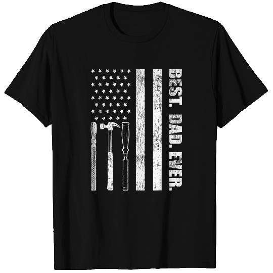 Mens Carpenter Dad USA Flag Woodworker Dad Ever Fathers Day T-Shirts