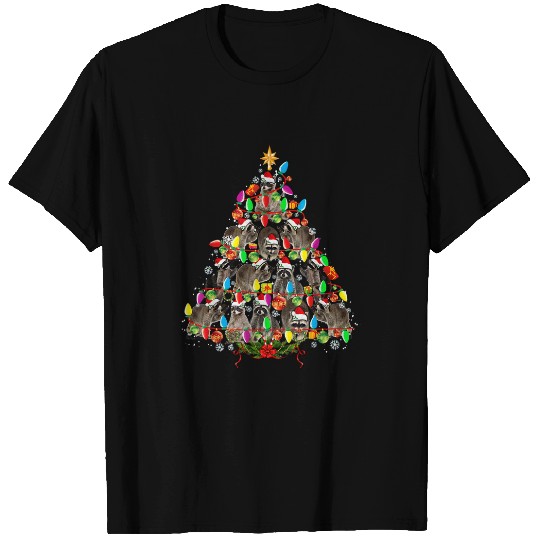 Raccoon Pet Christmas Tree Santa Raccoon Christmas Lights T-Shirts