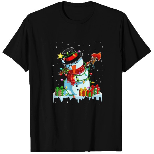 Firefighter Job Snowman Dabbings Christmas Lights Matching Family 102 T-Shirts