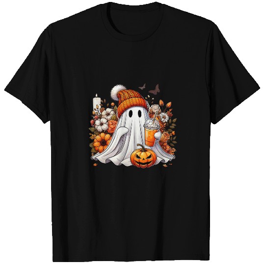 Coffee Fun Halloween Spooky Season ghosts Coffee Fall Floral Pumpkin T-Shirts