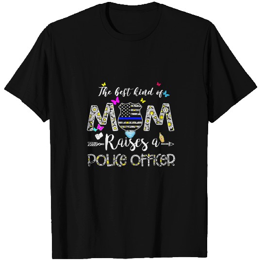 Police Job Mothers Day s for Mom of Police Person Floral Graphic T-Shirts
