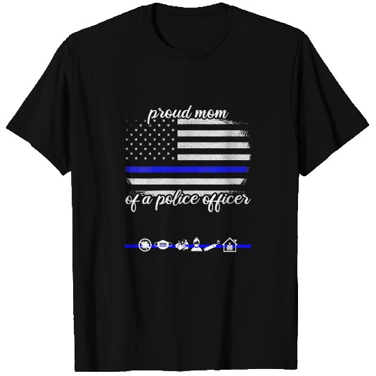 Police Job Mothers Day for Blue Line Police Mom Flag Graphic Tee T-Shirts