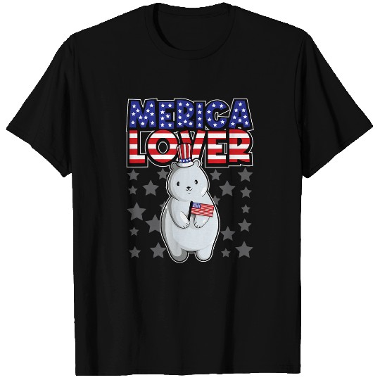 Bear Pet Merica Lover Happy Fourth Of July Polar Bear USA Flag T-Shirts