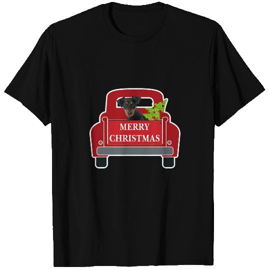 Merry Christmas Truck Dog German Pinscher T-Shirts