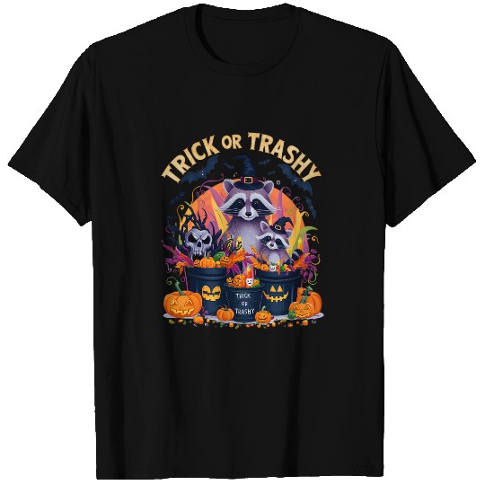 Raccoon Pet Funny Feral Raccoon Halloween Pumpkin Trick or Trashy T-Shirts