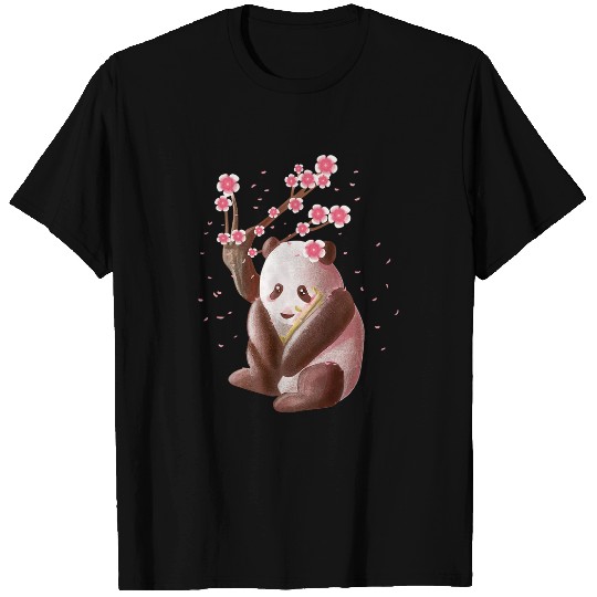 Panda Pet Sakura Cherry Blossom Flower Panda Gift Floral Cute T-Shirts