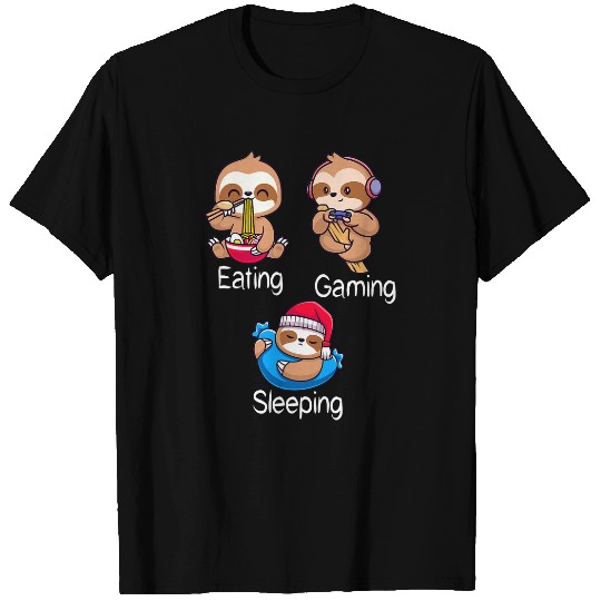 Sloth Pet Eating Gaming Sleeping Video Gamer Kids T-Shirts