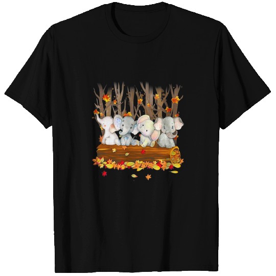Elephant Pet Fall Leaves Tree Forest Garden T-Shirts