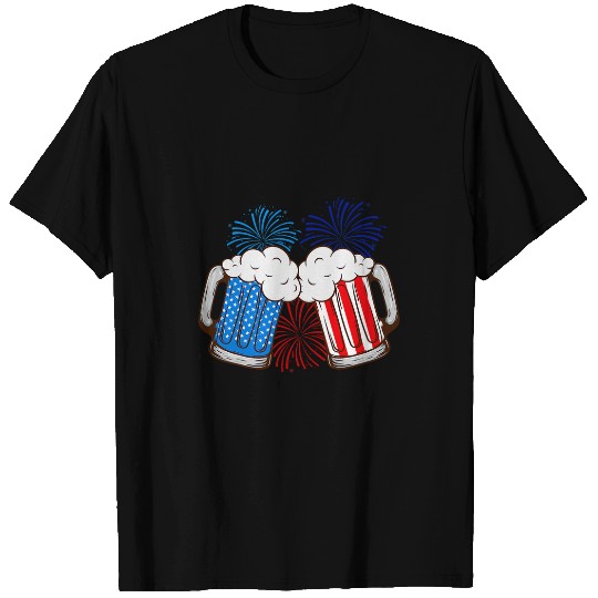 Beer Fun Beer American Flag Patriotic 4th Of July Merica Men Women T-Shirts