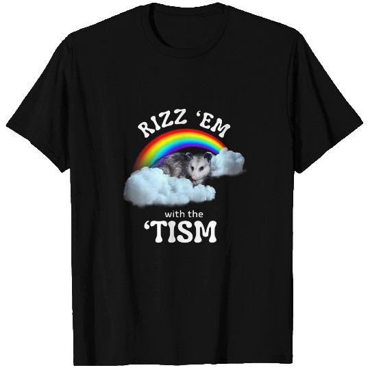 Autism Funny Rizz Em With The Tism Meme Autistic Opossum T-Shirts