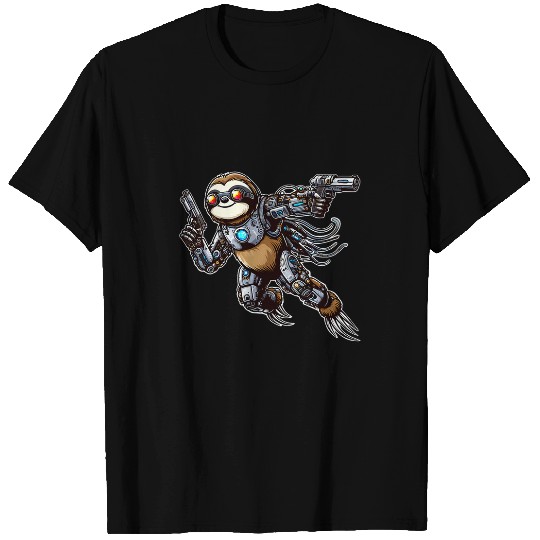 Sloth Pet Cool Cyborg Sloth Robot Flying Floating T-Shirts