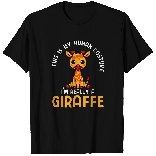 Giraffe Pet This Is My Human Costume I m Really A Giraffe Animal Lover T-Shirts