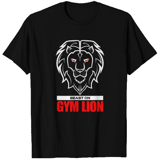 Lion Pet Gym Lion Head Red Animal Gains Workout Fitness Training T-Shirts