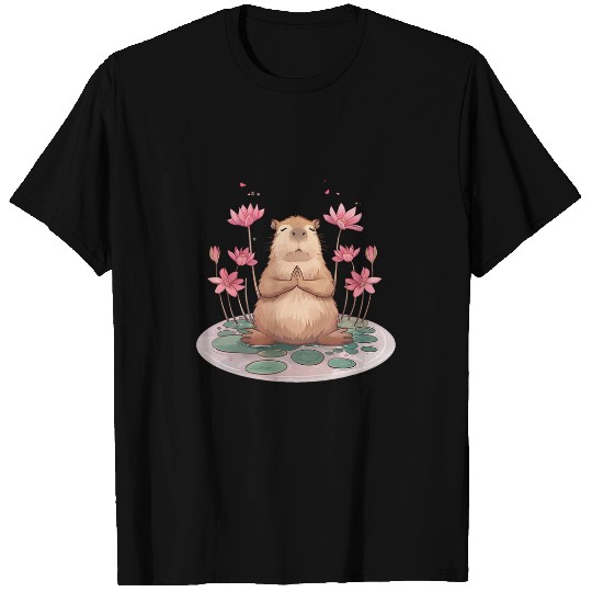 capybaras Pet Meditation Yoga Spirituality Floral Zen Buddha T-Shirts