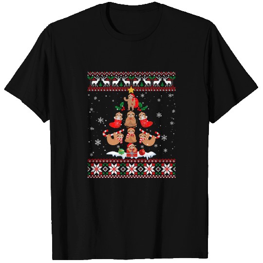 Sloth Pet Christmas Tree Matching Family Christmas Ugly Sweater T-Shirts
