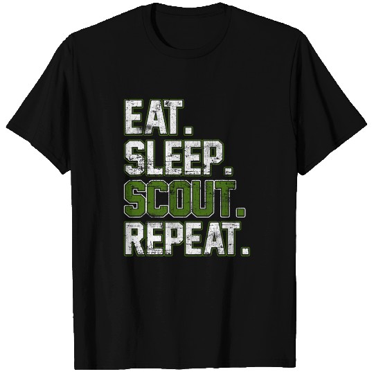 Scout Job Eat sleep scout repeat Tent Troop Camper Nature Campfire 1 T-Shirts