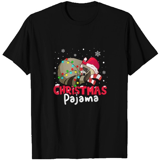 Raccoon Pet Christmas Pajama raccoon pjs Women Girls christmas lights T-Shirts