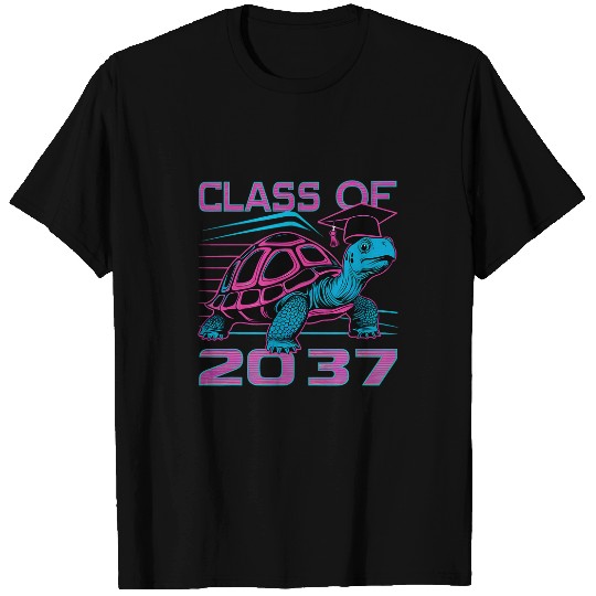 Turtle Pet Class of 2037 Turtle Retro 80s Graduation T-Shirts