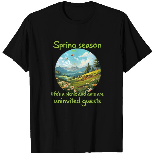 Funny Springtime picnic with ants and cool flower meadow T-Shirts