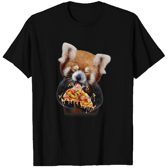 Panda Pet Hungry Red Panda Devouring Pizza T-Shirts
