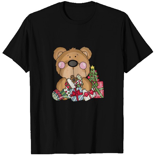 Bear Pet Little Bear with Christmas Tree and Presents Cute Xmas T-Shirts