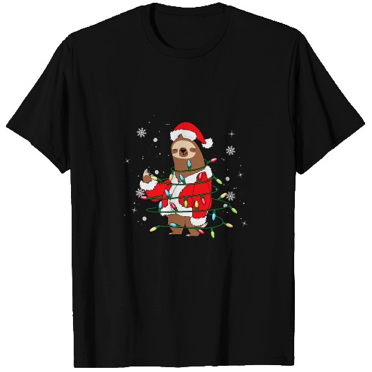 Sloth Pet Christmas Tree Lights Pajama Matching Family T-Shirts