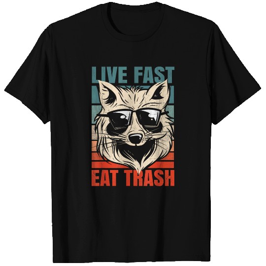 Raccoon Pet Funny Live Fast Eat Trash Raccoon 2 T-Shirts