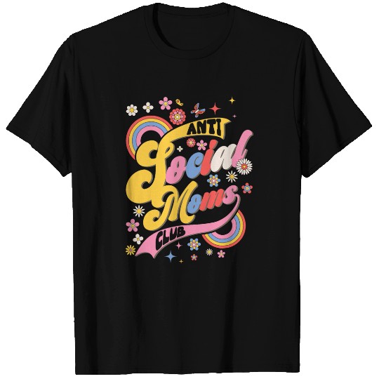 AntiSocial Moms Club Groovy Mama Introvert Mothers Day T-Shirts