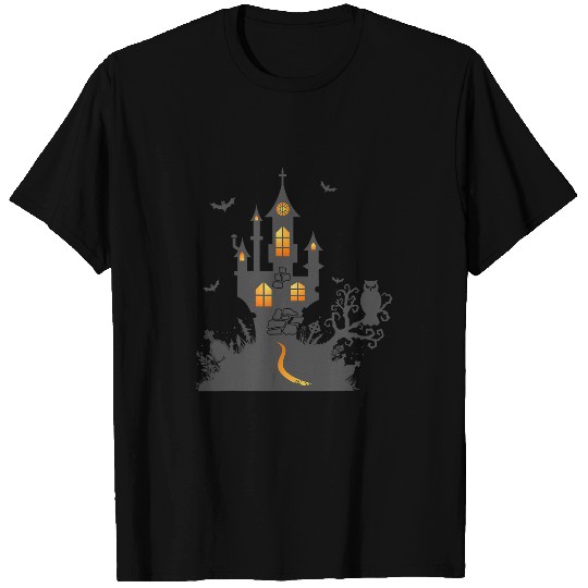 Owl Pet Halloween Haunted House with Owl Bats and Graveyard T-Shirts