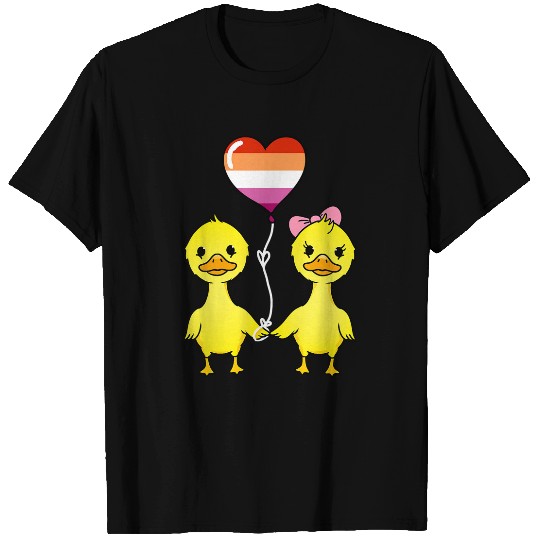 Duck Pet Couple Orange Pink Lesbian Pride T-Shirts
