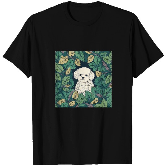Bichon Frise Dog Mom Dad Plant Lover Hiding in Leaves T-Shirts