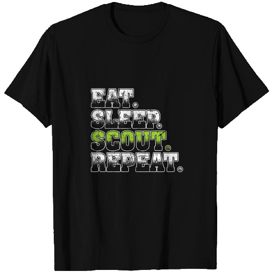 Scout Job Eat sleep scout repeat Tent Troop Camper Nature Campfire 2 T-Shirts