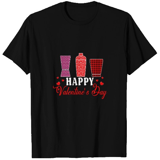 Bartender Job Happy Valentines Day Bartender Tools Hearts Lover Family T-Shirts
