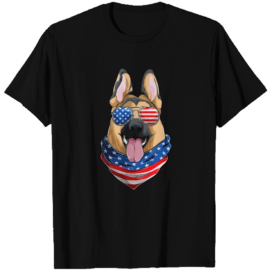American Flag German Shepherd s July Fourth Police Dog T-Shirts