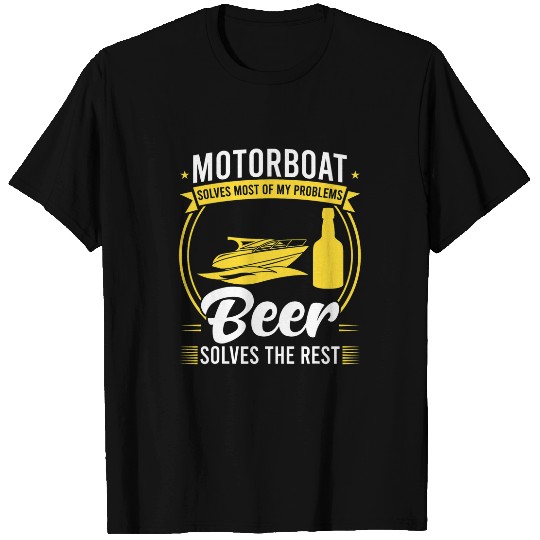 Coffee Fun motorboat coffee solve mosts of my problems boat boating T-Shirts