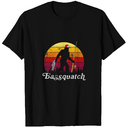 Fish Fisher Fisherman Funny Kids Retro Bass Fishing Big Foot T-Shirts